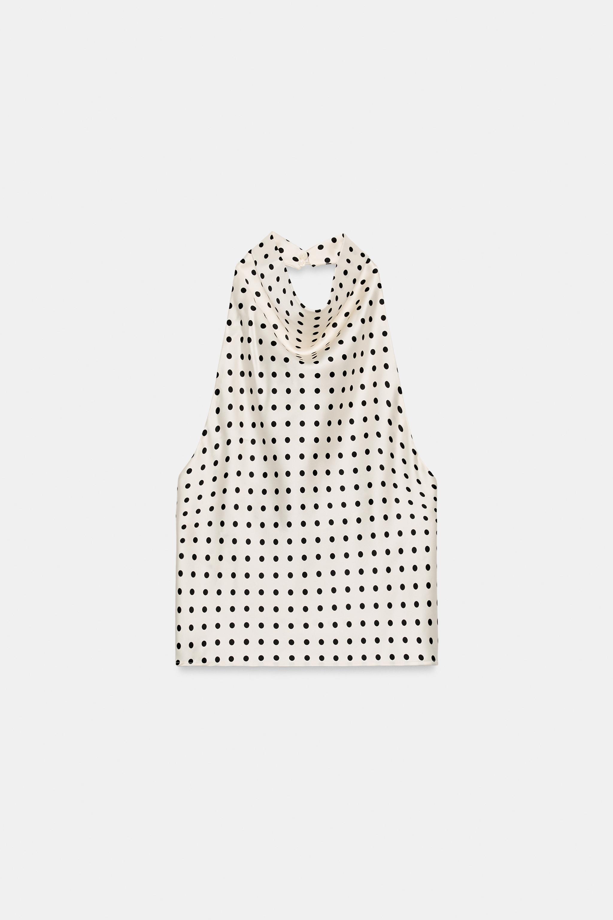 TOP HALTER SATINÉ À IMPRIMÉ ANIMALIER